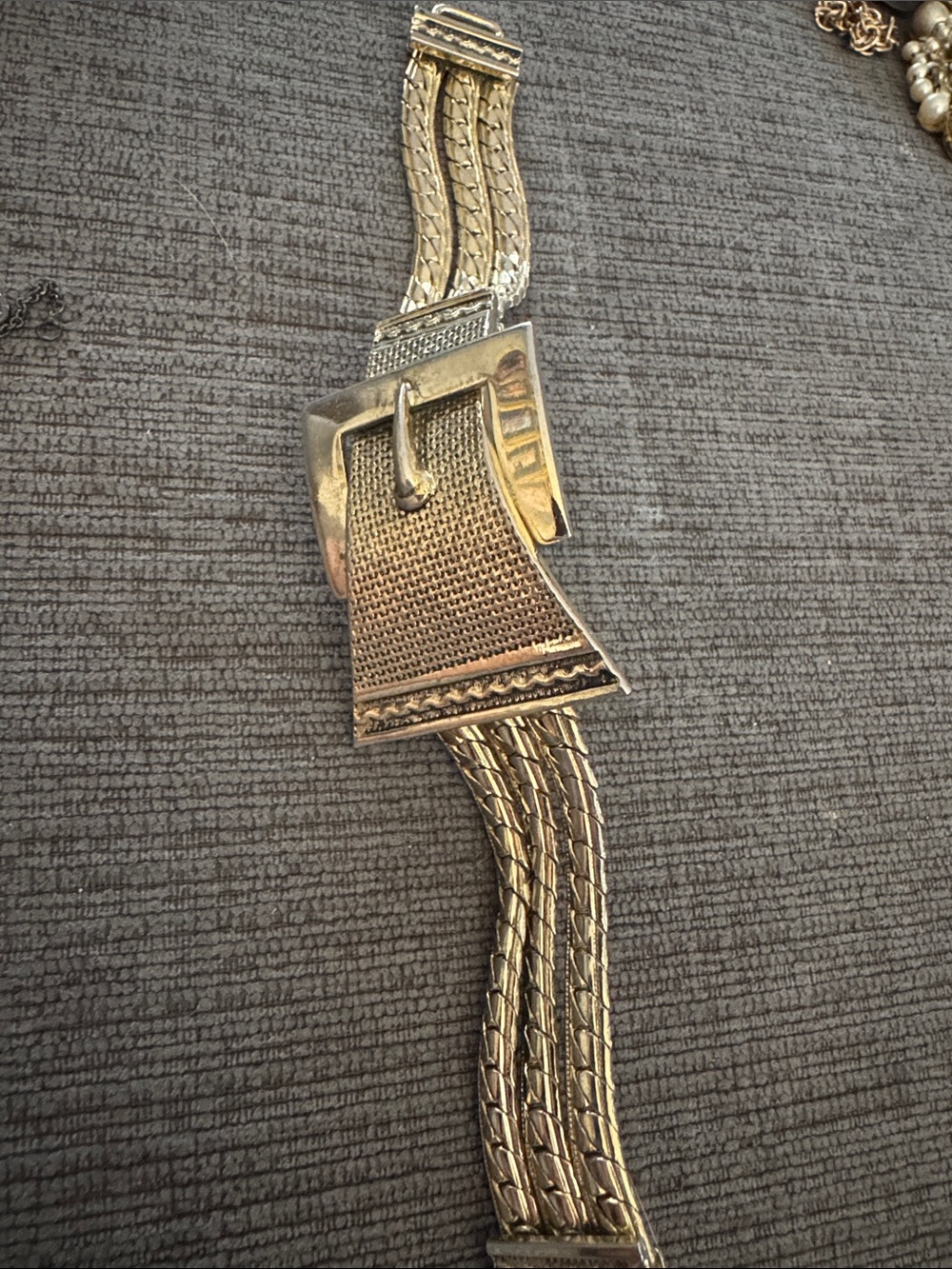 Gold-Tone Mesh Bracelet with Buckle Accent